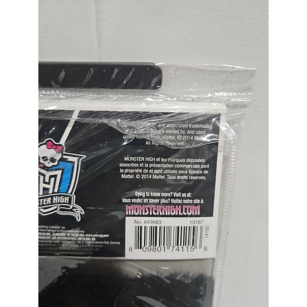 MONSTER HIGH FANGTASTIC HOODIE ZIP VEST BLACK COSTUME With GLOVES CHILD M 8-10 - Picture 6 of 9